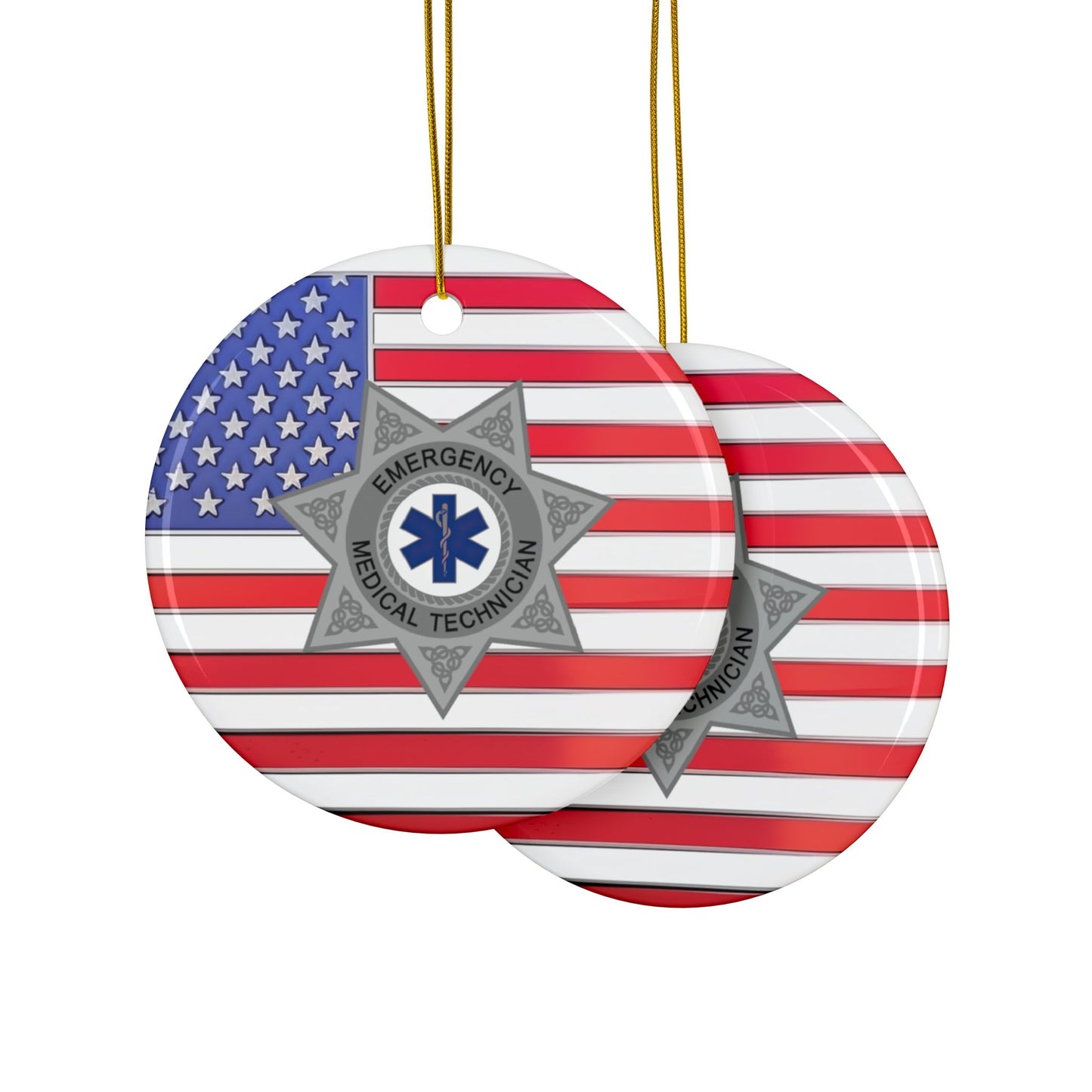 Patriotic EMT 7-Point Star Badge Ornament