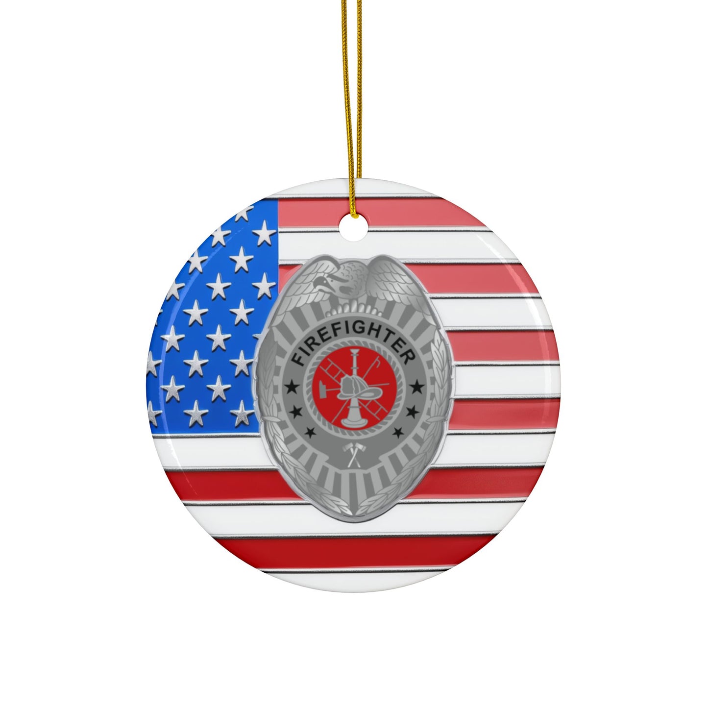 Patriotic Firefighter Badge Ornament