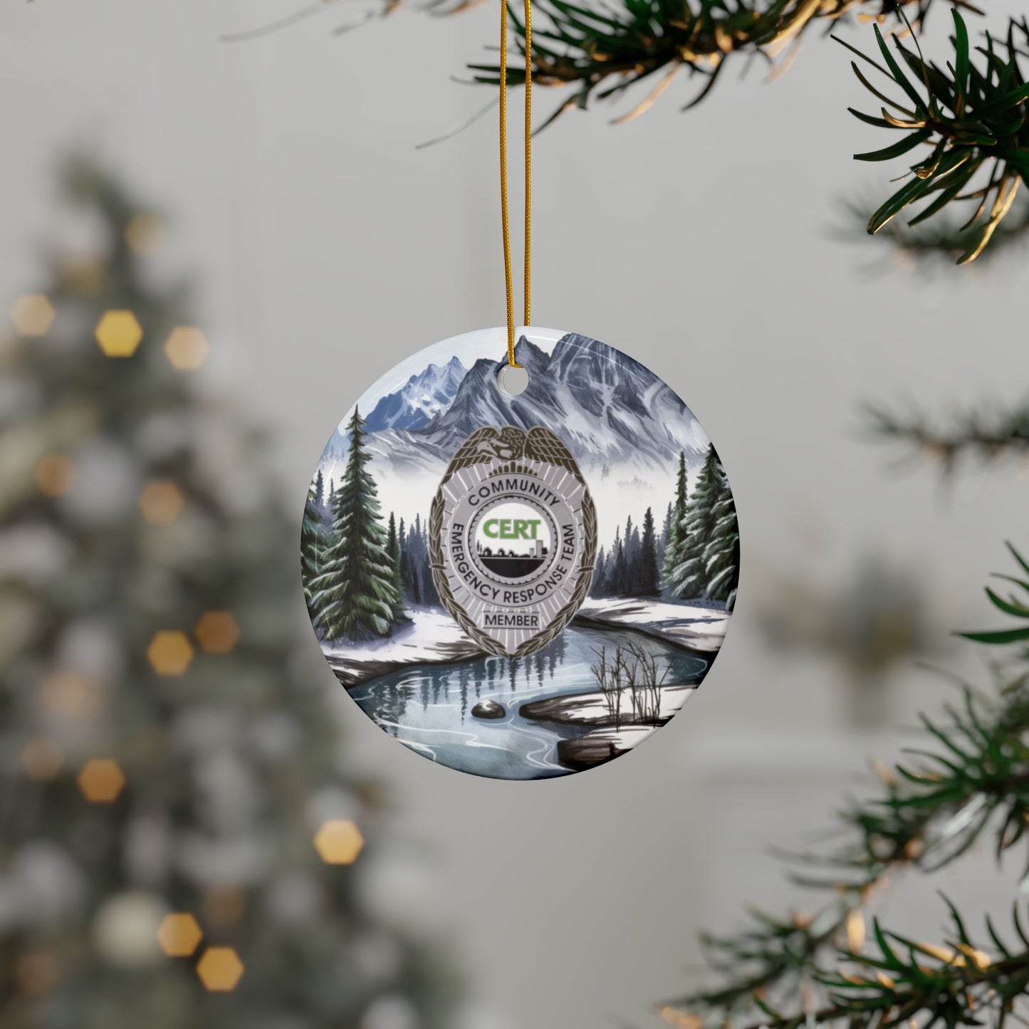 CERT Badge Mountain Ornament