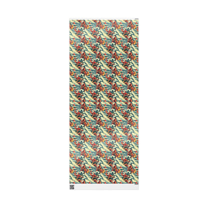 Fire Santa Climbing Wrapping Paper