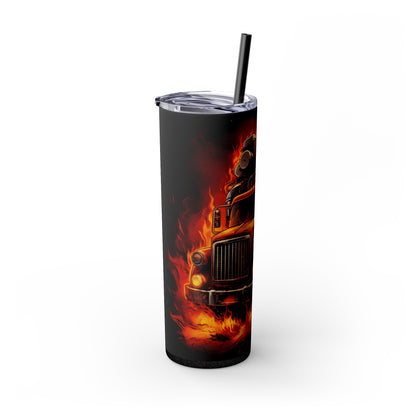 Flaming Fire Truck Tumbler