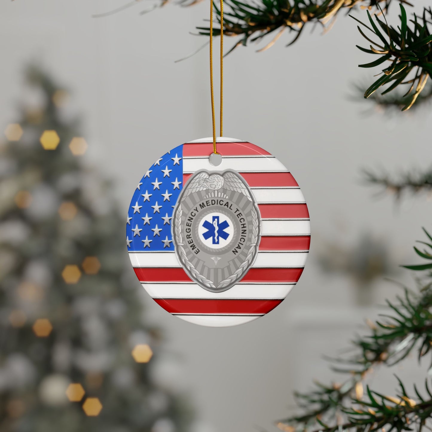 Patriotic EMT Badge Ornament