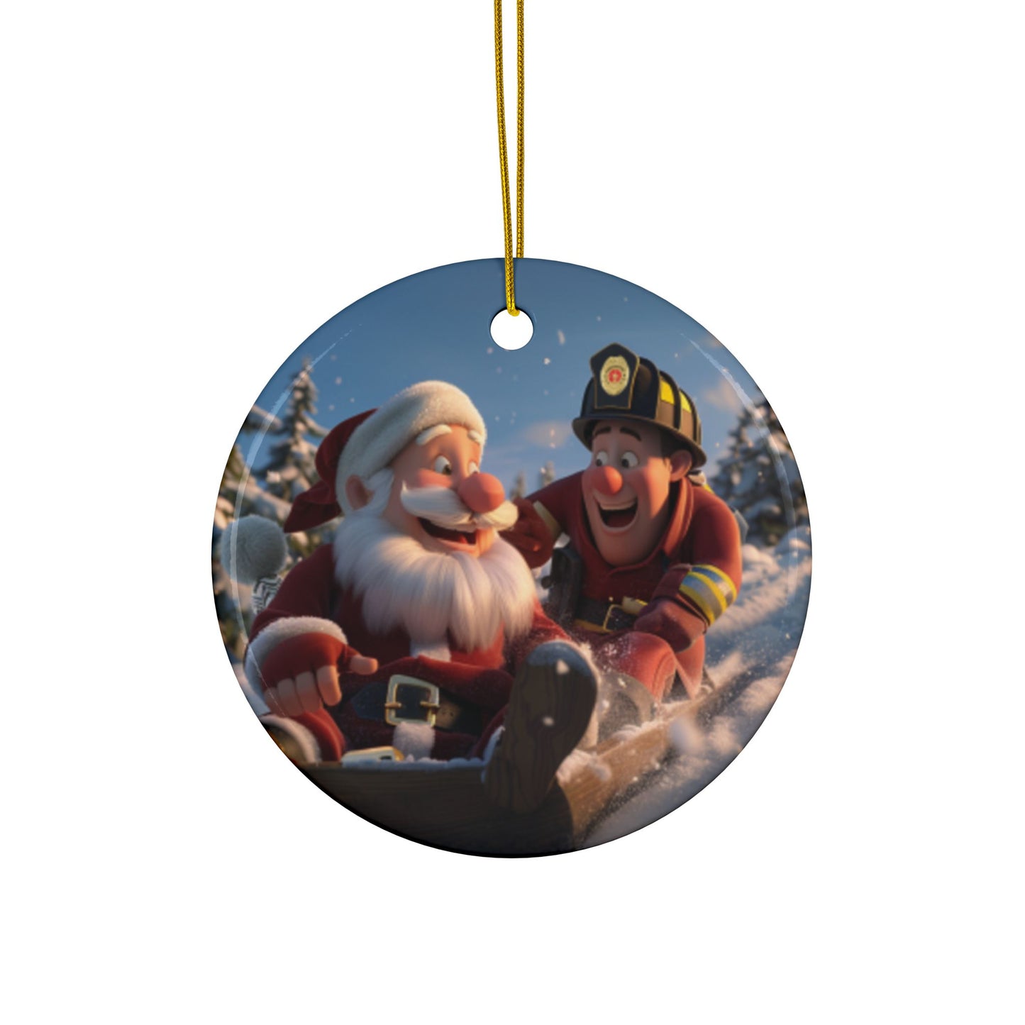 Santa & Firefighter Tobagganing