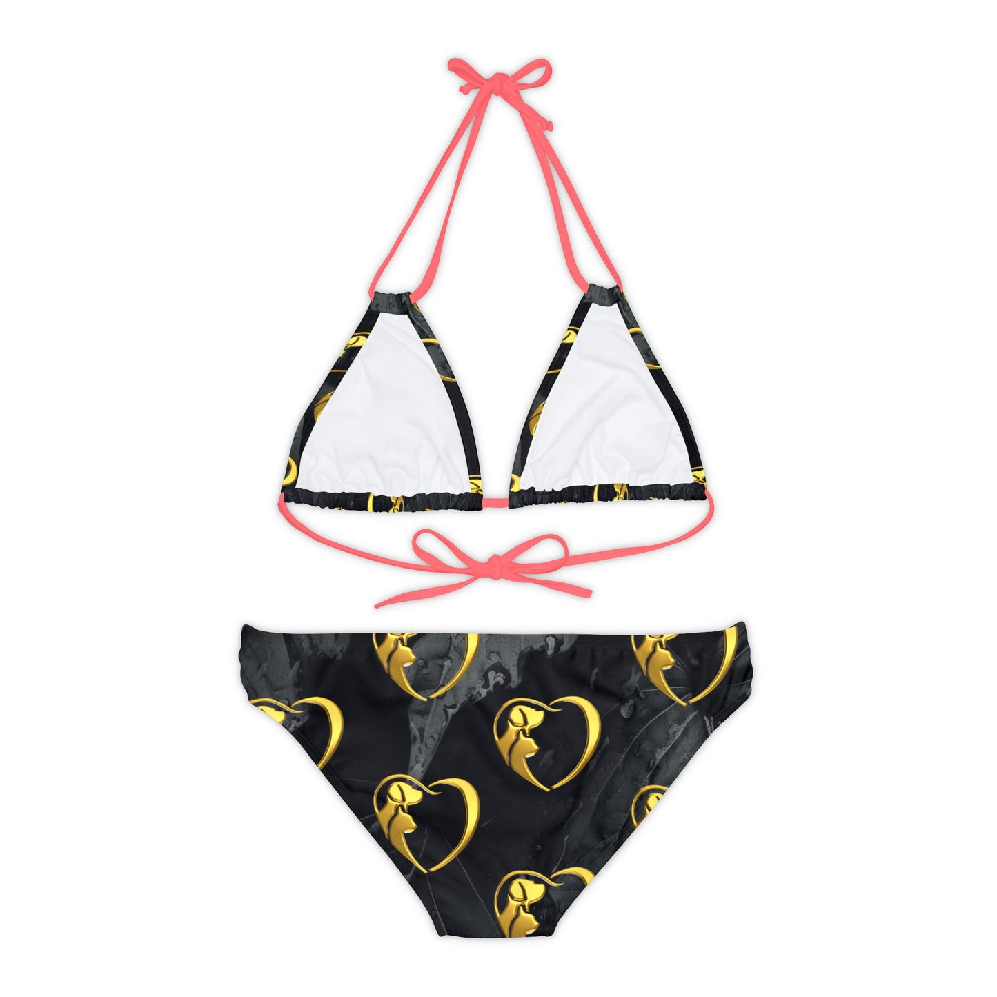 Strappy Bikini - Gold Hearts