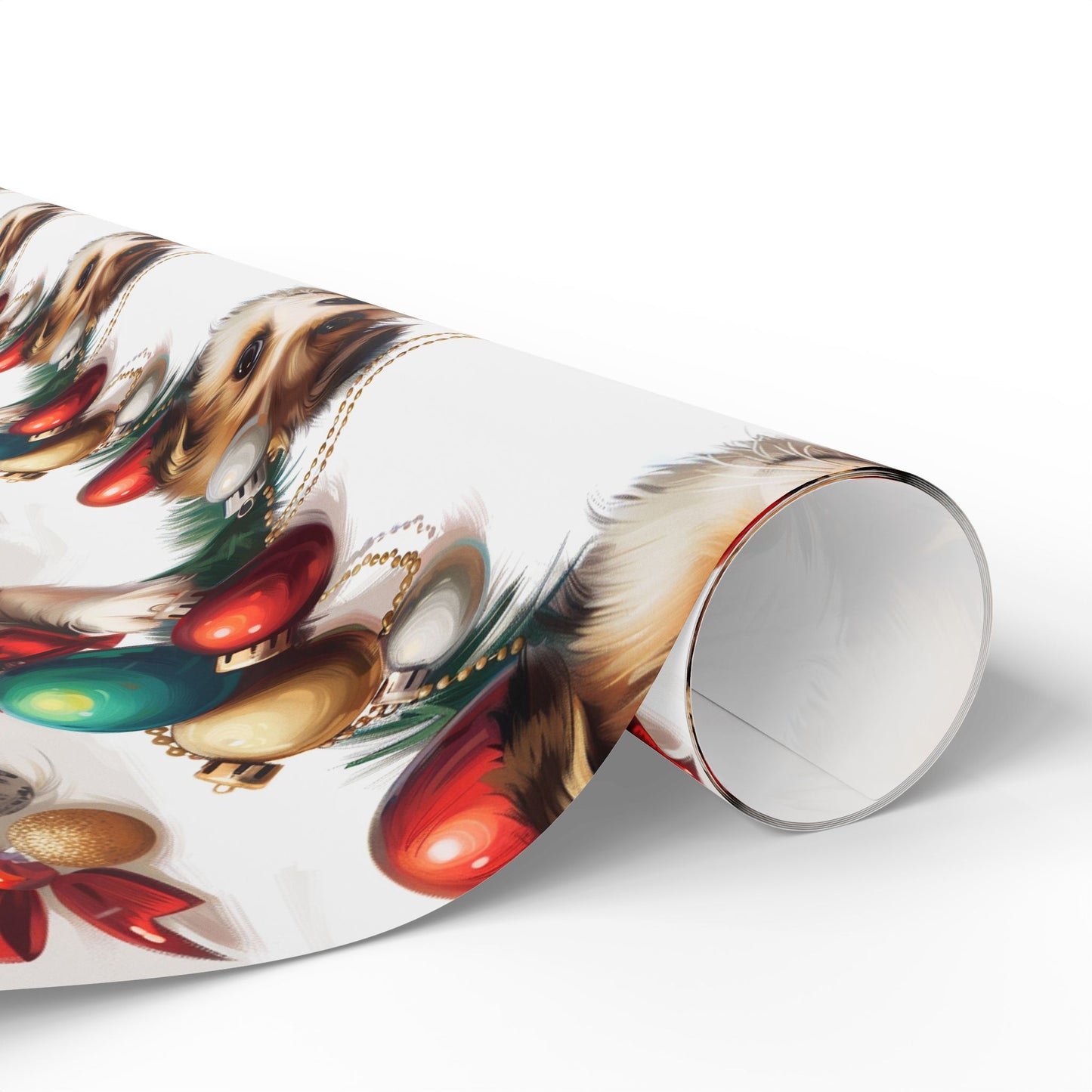 Dogs with Ornaments Wrapping Paper