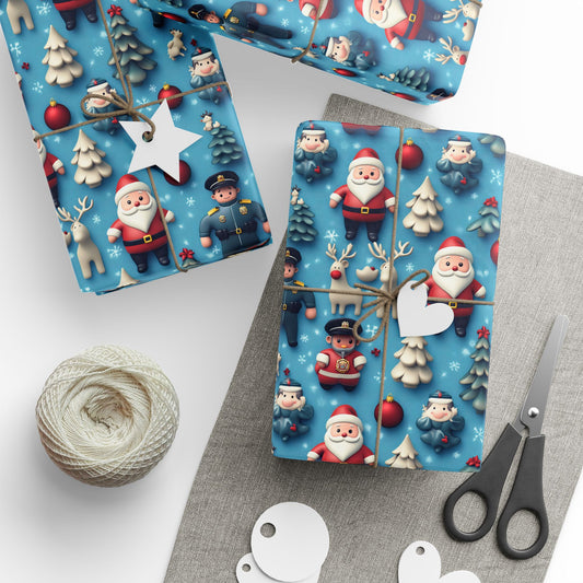 Santa, Police & Firefighter Wrapping Paper