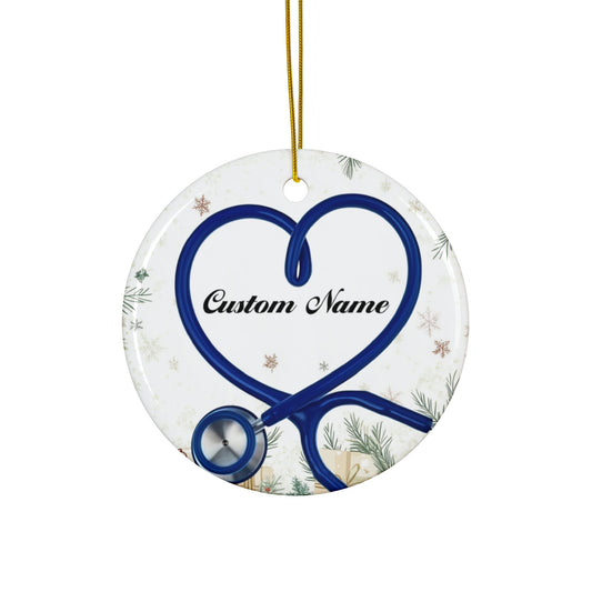 Custom Heart Stethoscope Ornament - Blue