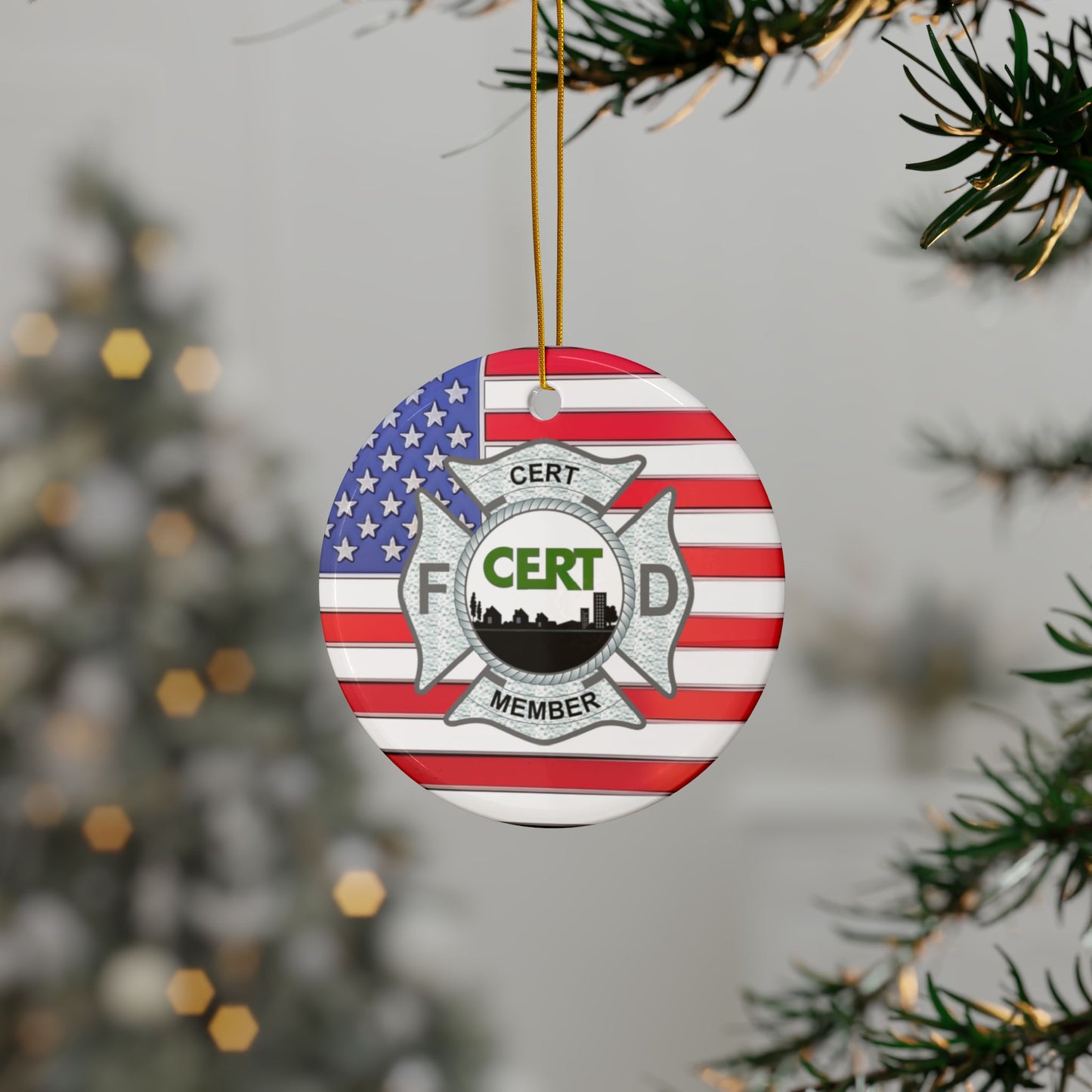 Patriotic CERT MC Badge Ornament