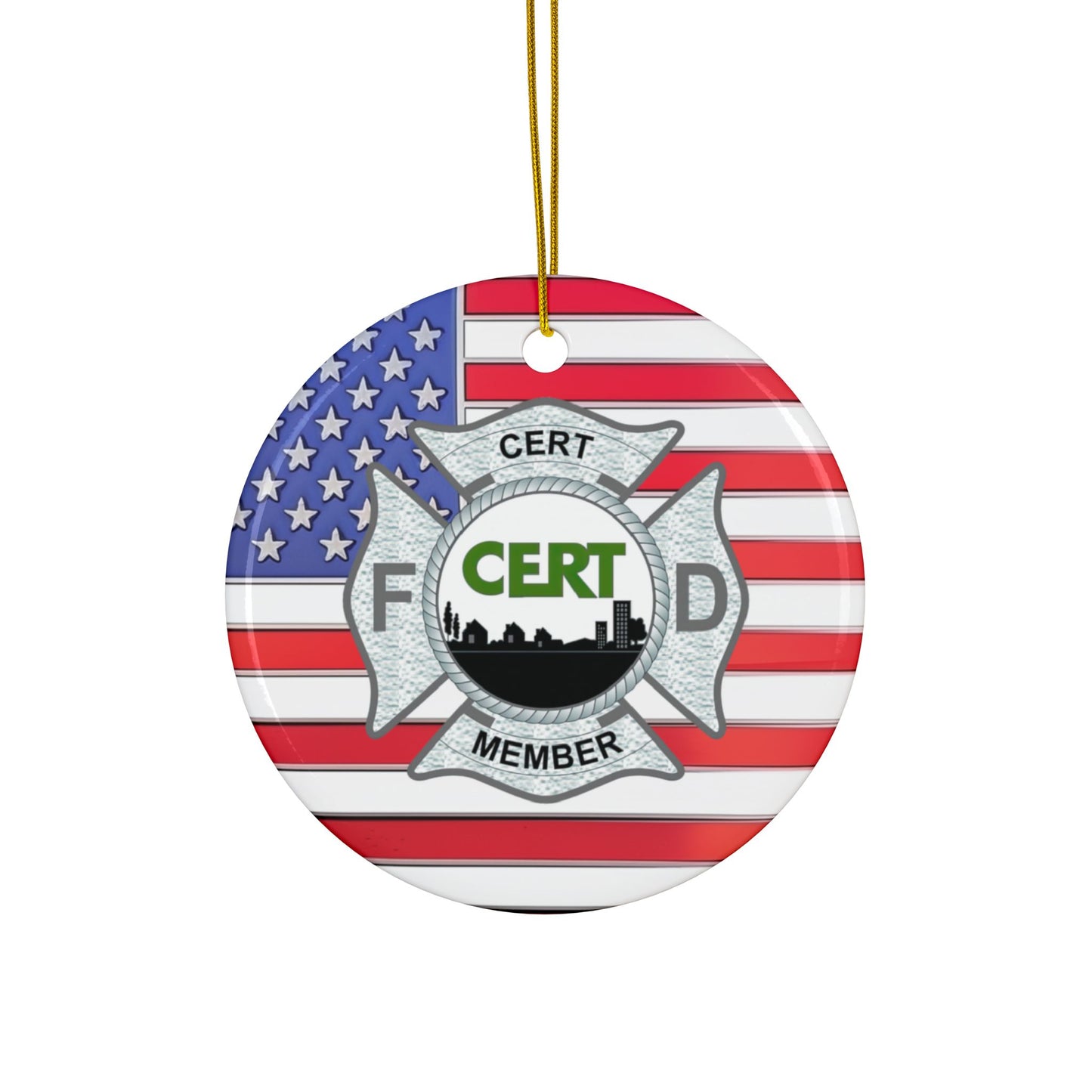 Patriotic CERT MC Badge Ornament