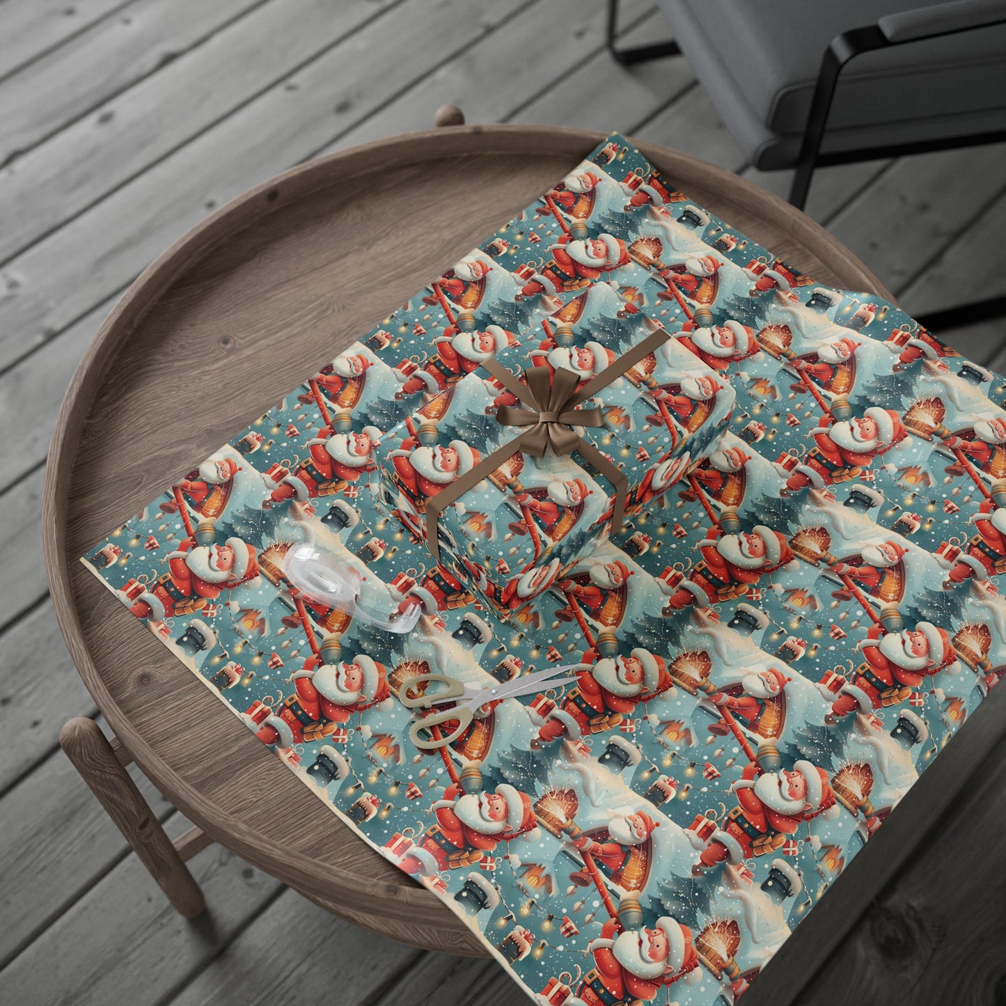 Firefighter Santa Wrapping Paper