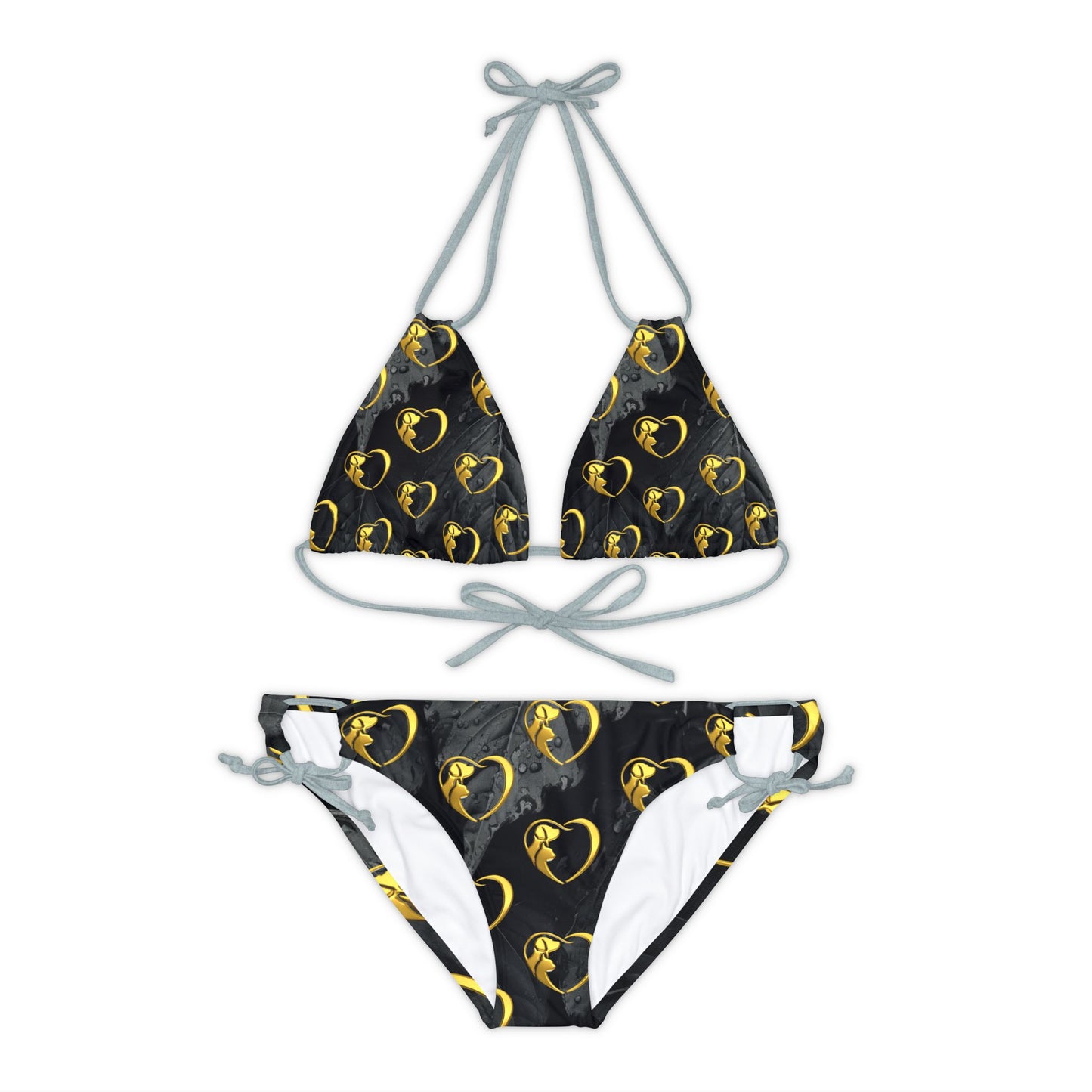 Strappy Bikini - Gold Hearts