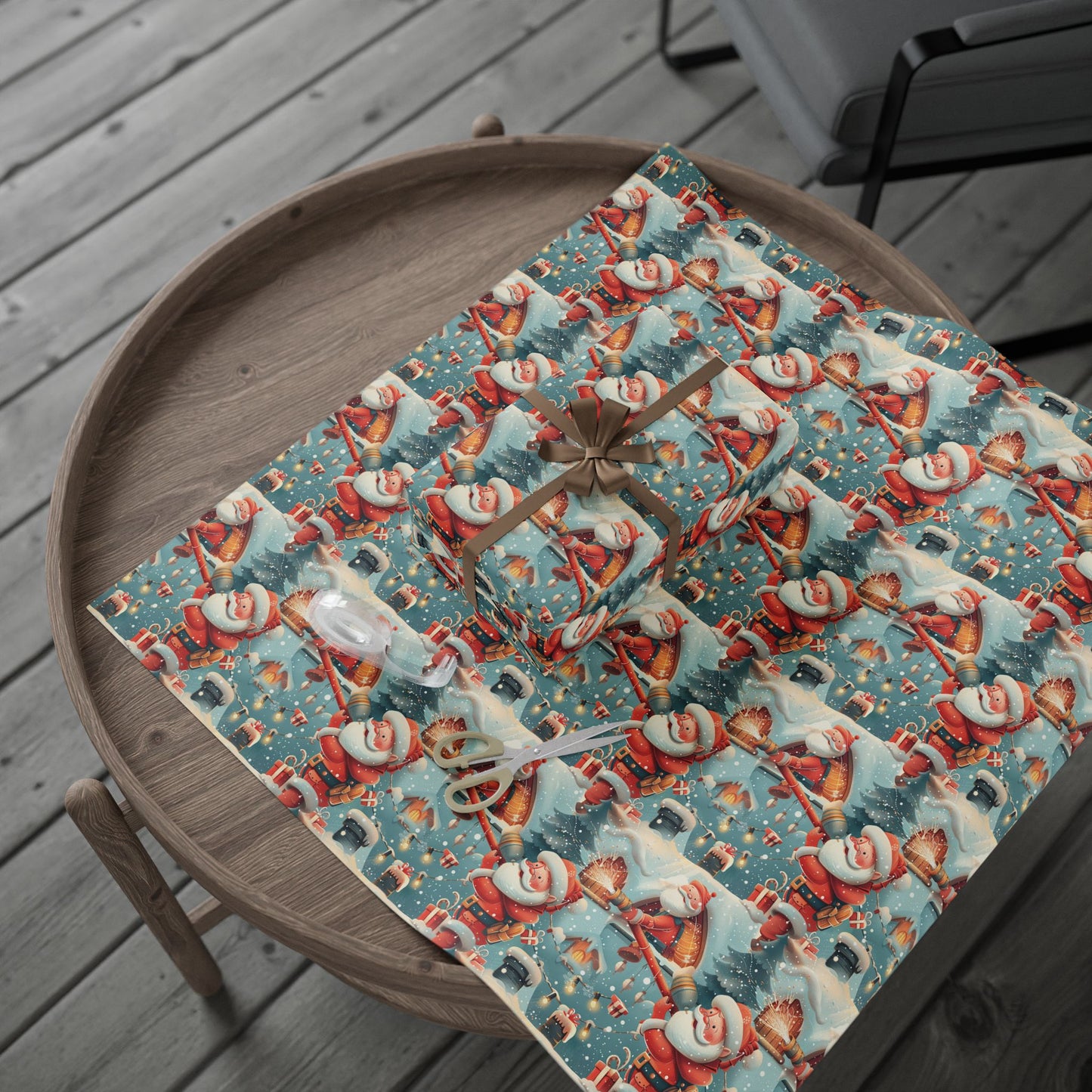 Firefighter Santa Wrapping Paper