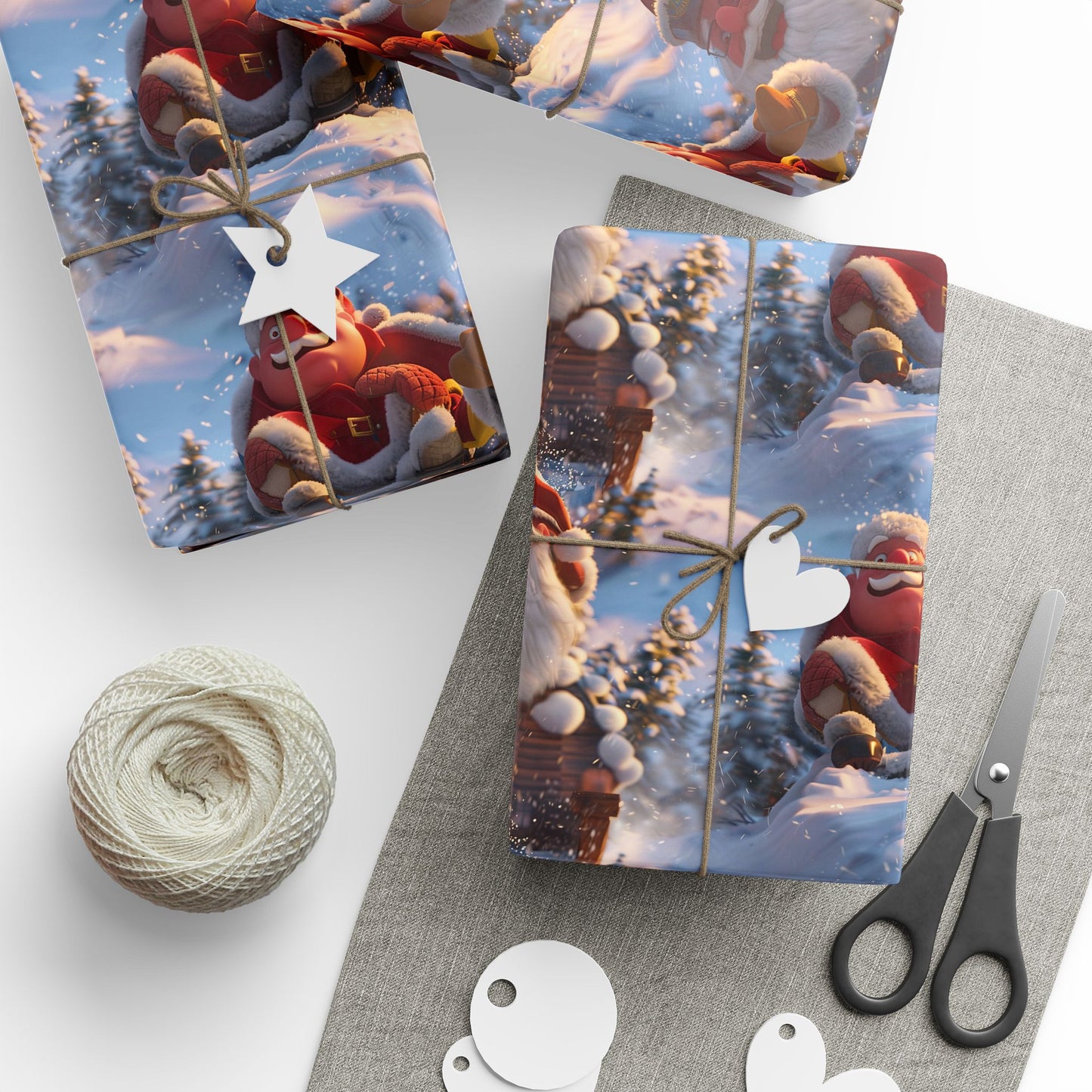 Santa Tobogganing Wrapping Paper