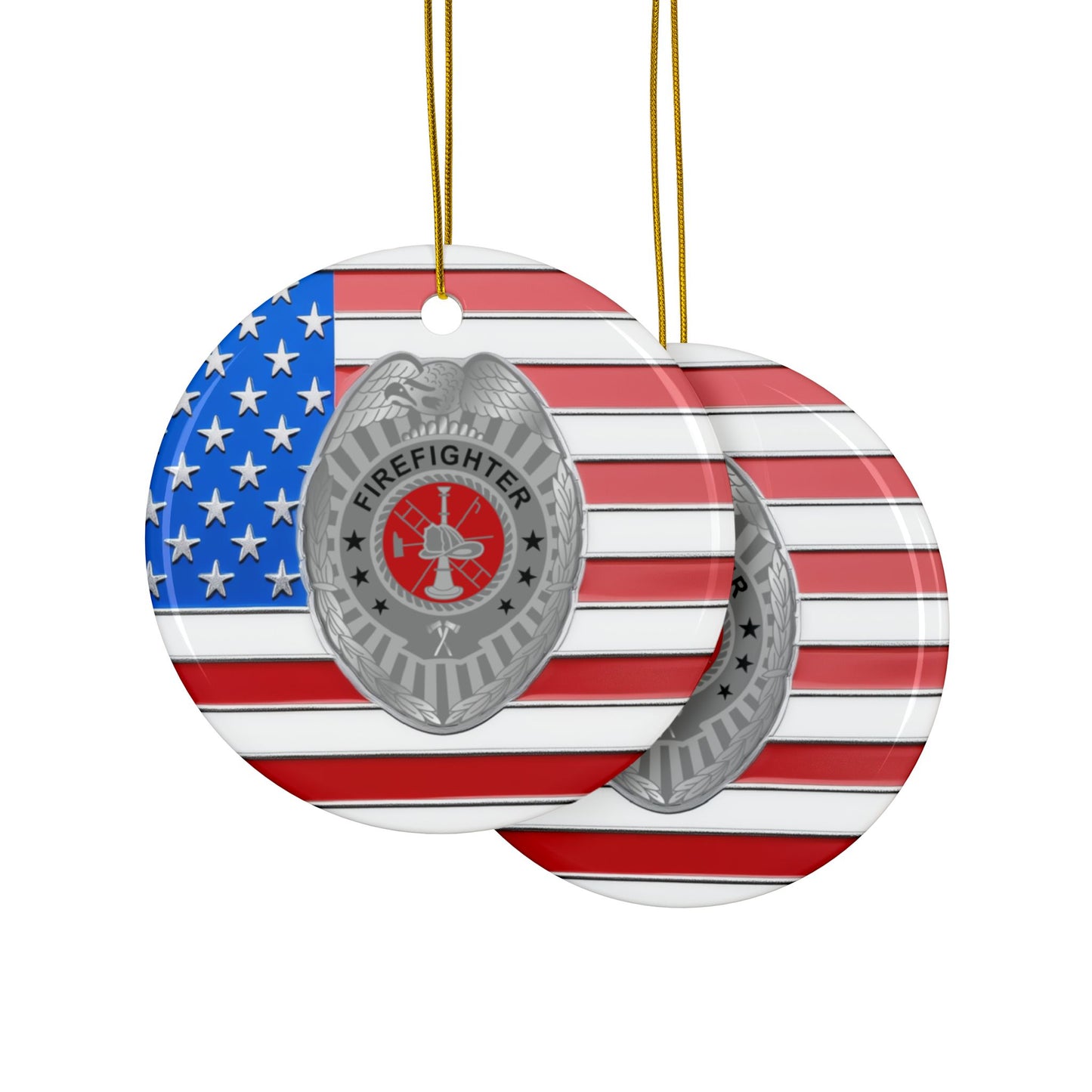 Patriotic Firefighter Badge Ornament