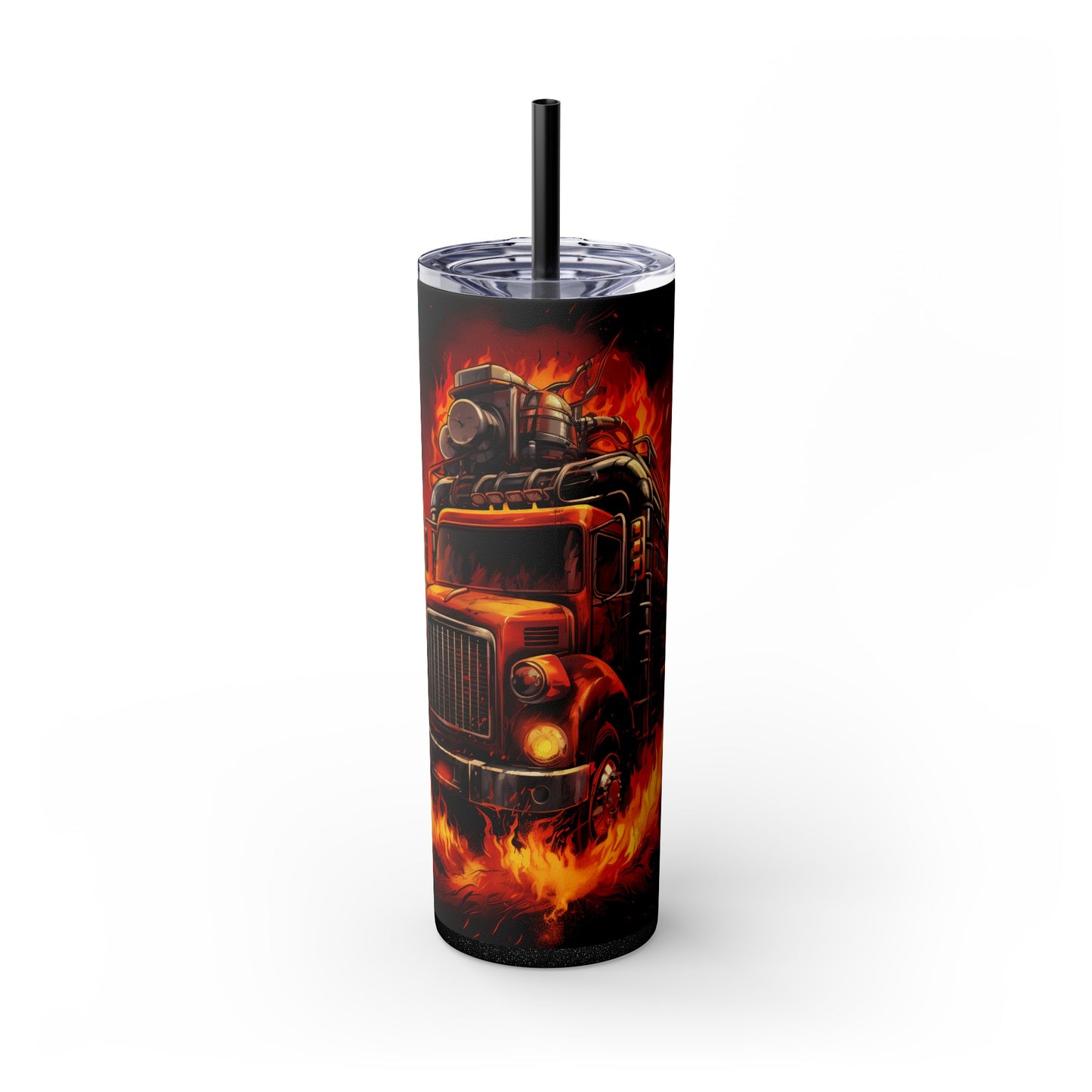 Flaming Fire Truck Tumbler