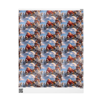 Santa Tobogganing Wrapping Paper