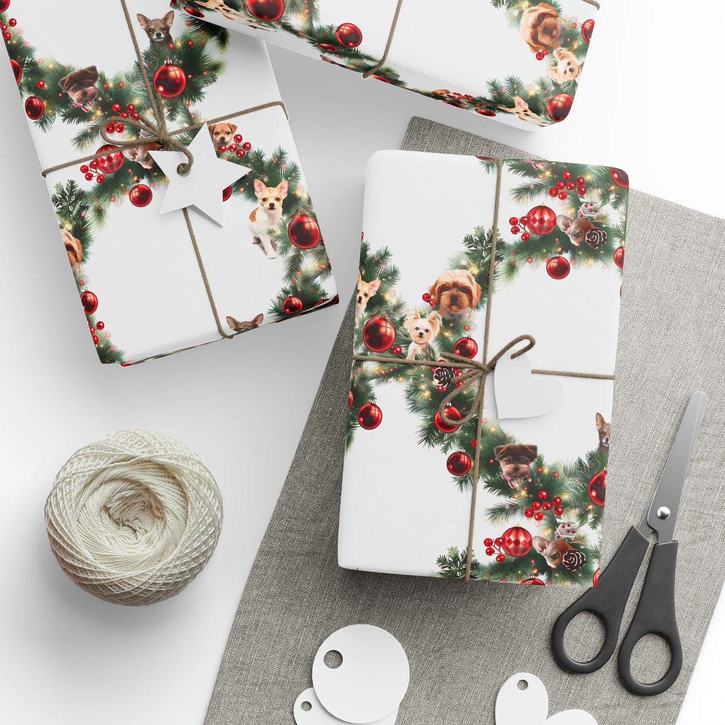 Wreath & Dogs Wrapping Paper