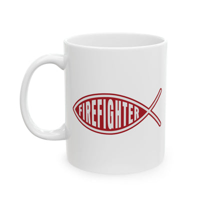 Firefighter Jesus Fish Mug