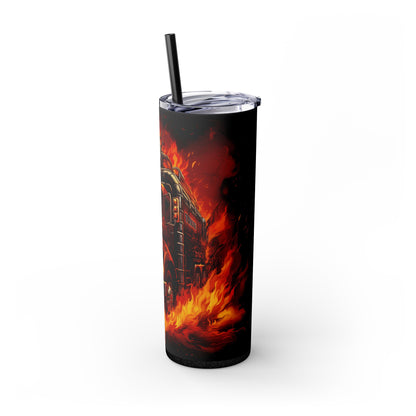 Flaming Fire Truck Tumbler