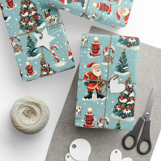 Firefighter Santa Wrapping Paper