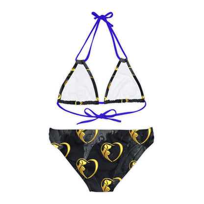 Strappy Bikini - Gold Hearts