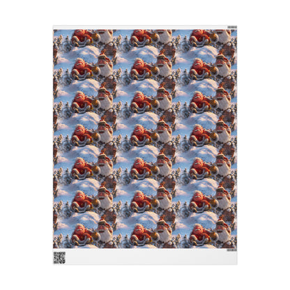 Santa Tobogganing Wrapping Paper