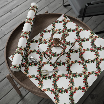 Wreath & Dogs Wrapping Paper