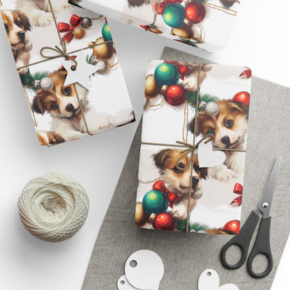 Dogs with Ornaments Wrapping Paper