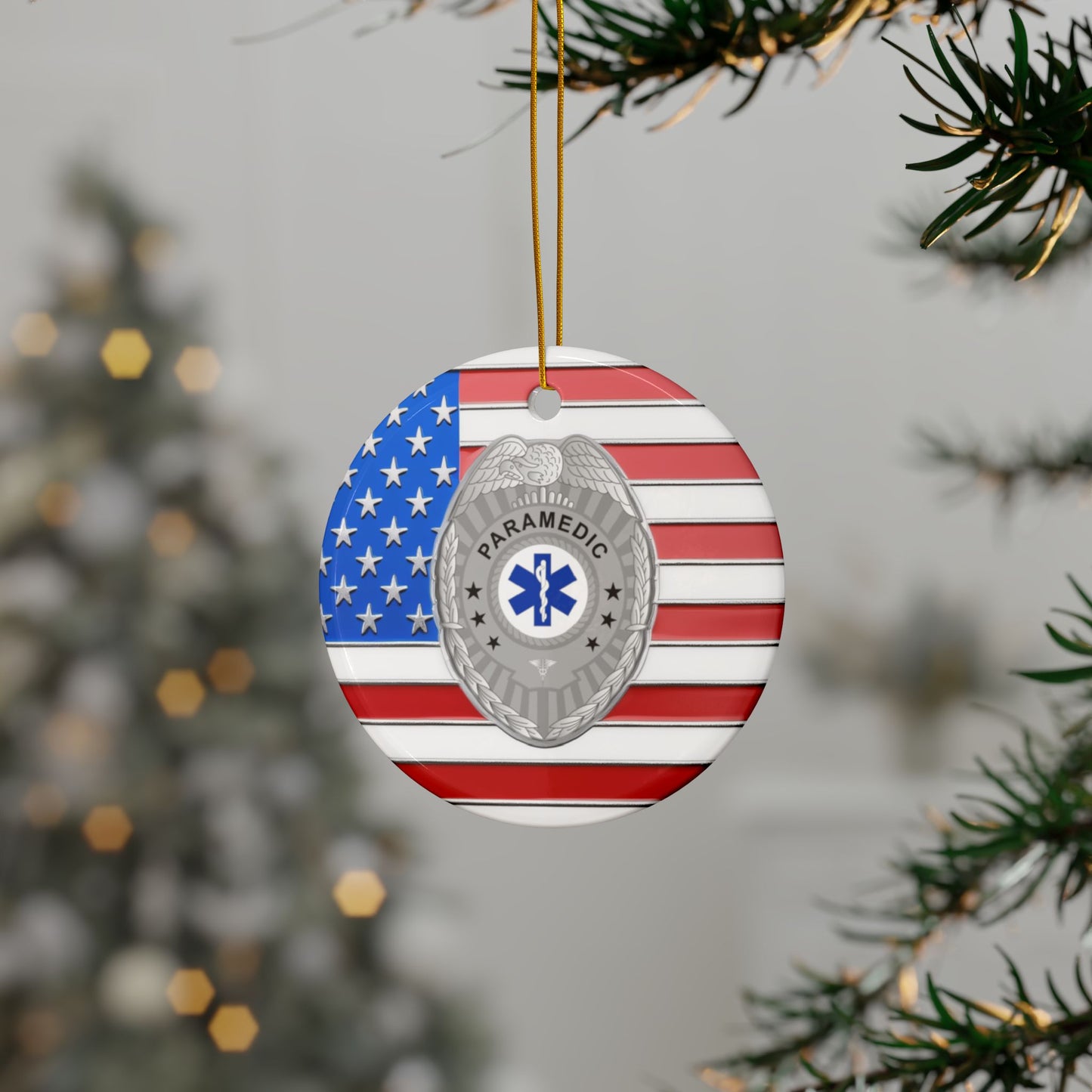 Patriotic Paramedic Badge Ornament