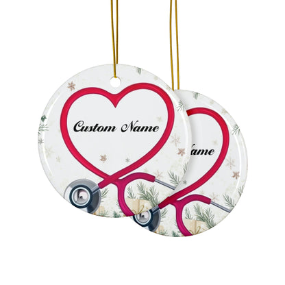 Custom Heart Stethoscope Ornament - Pink