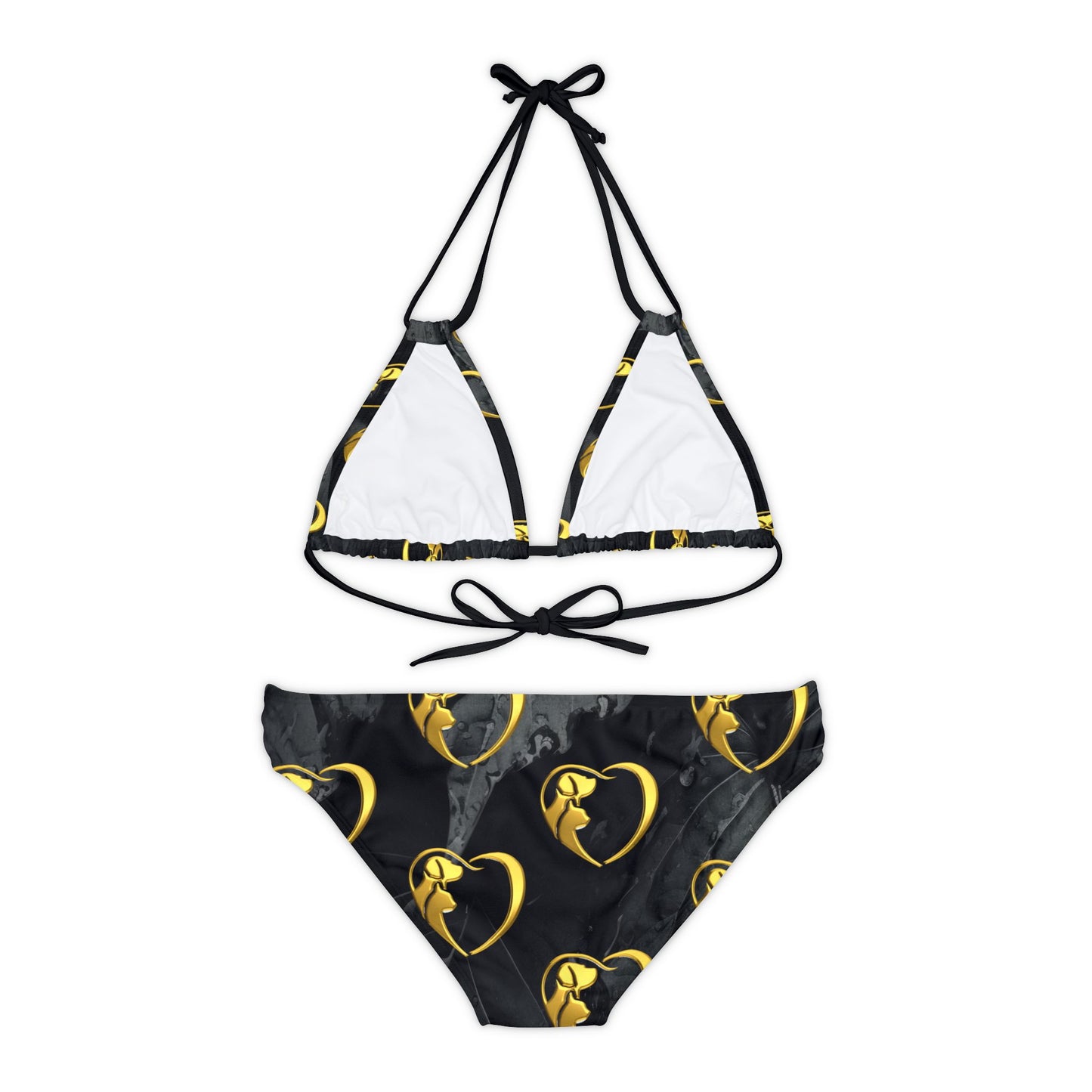 Strappy Bikini - Gold Hearts