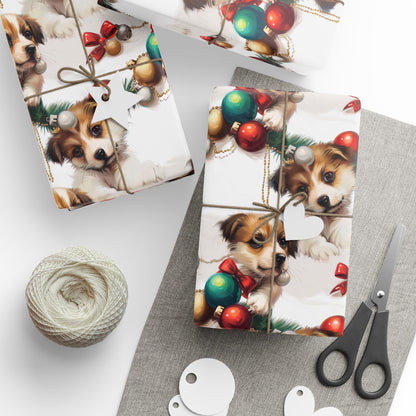 Dogs with Ornaments Wrapping Paper