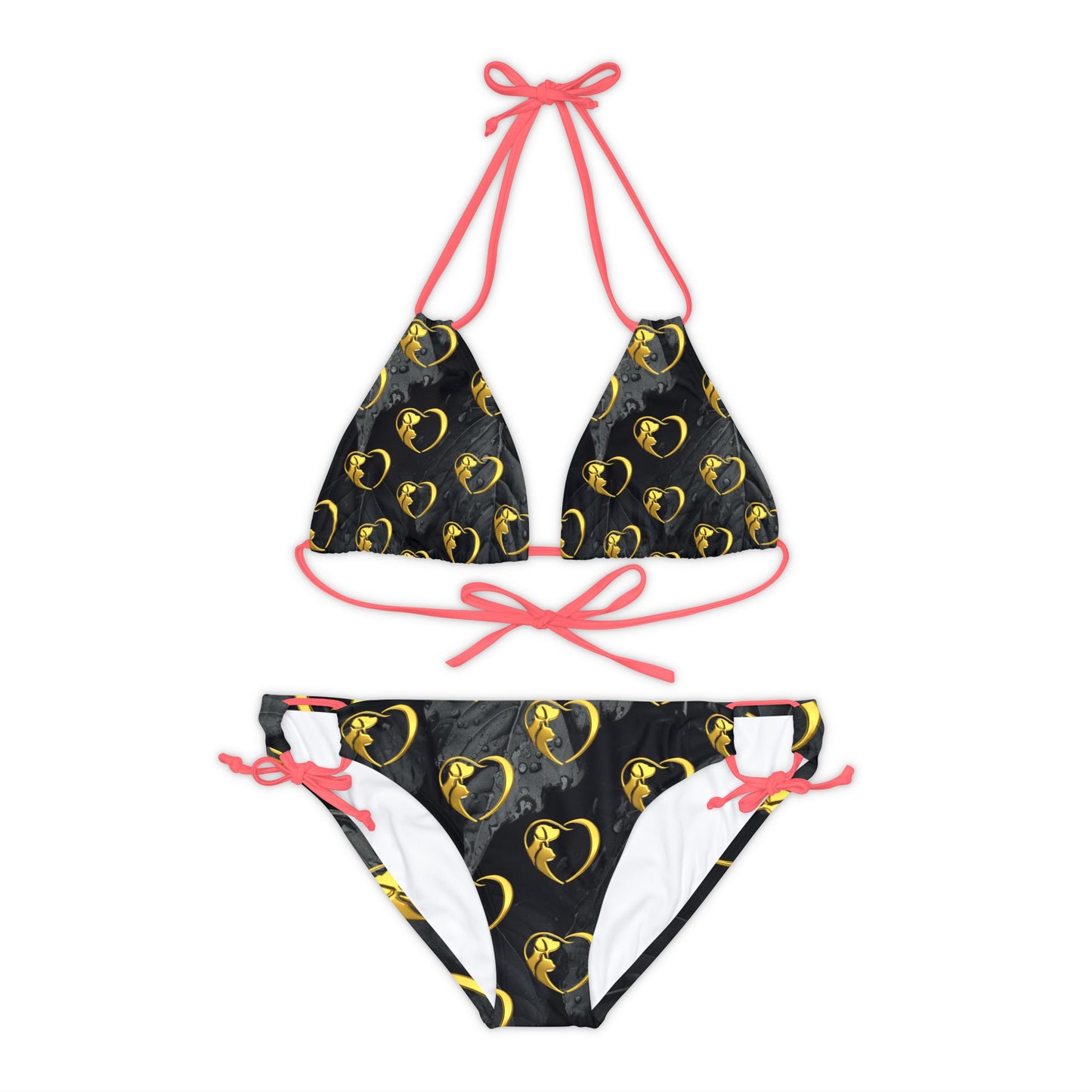 Strappy Bikini - Gold Hearts