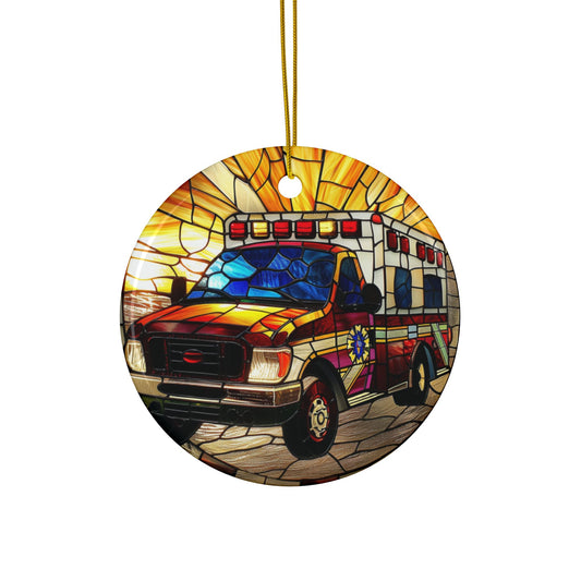 Stained Glass Ambulance Ornament