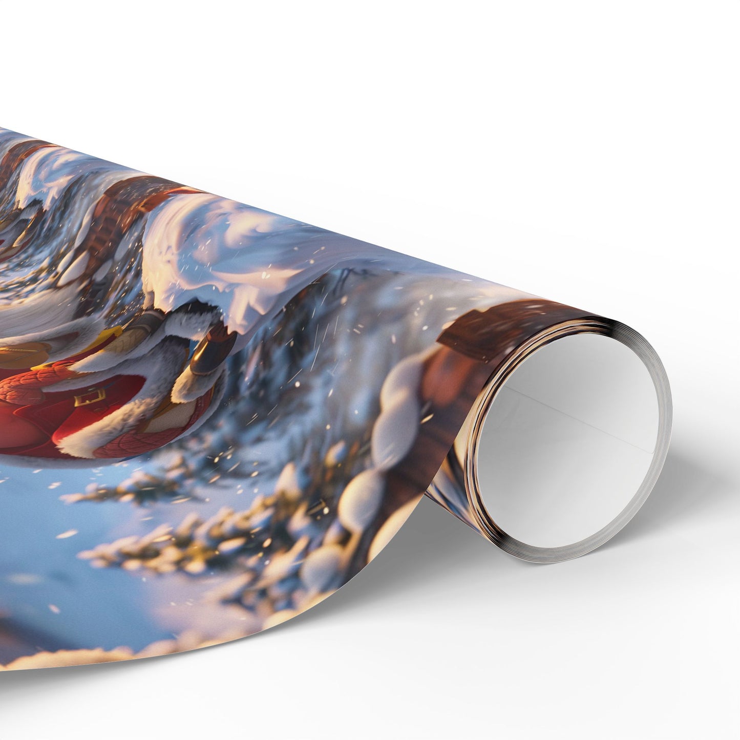 Santa Tobogganing Wrapping Paper