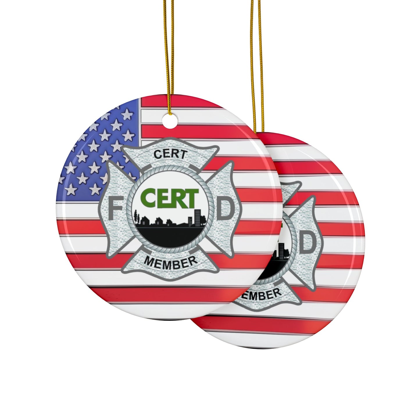 Patriotic CERT MC Badge Ornament