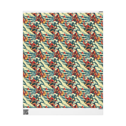 Fire Santa Climbing Wrapping Paper