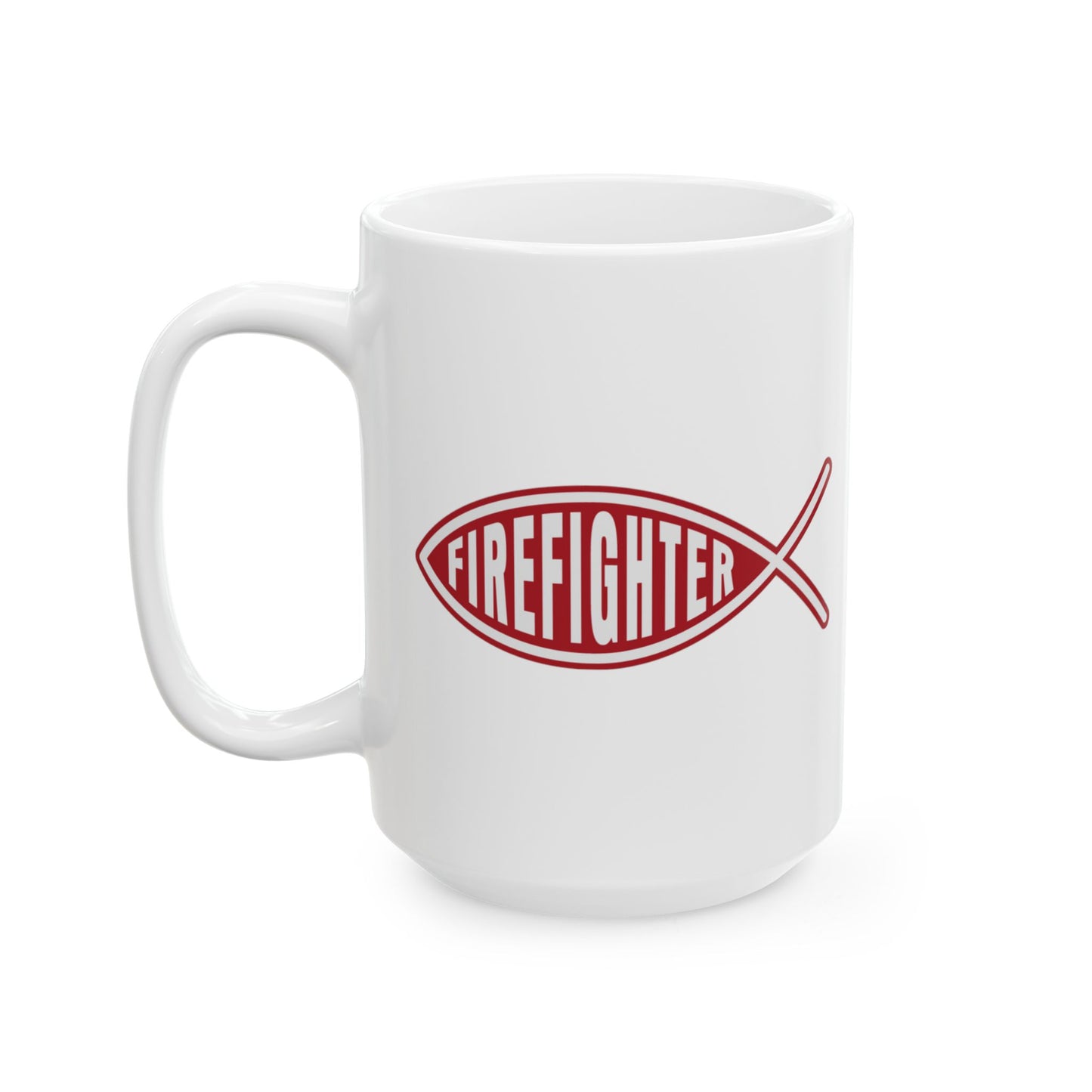 Firefighter Jesus Fish Mug