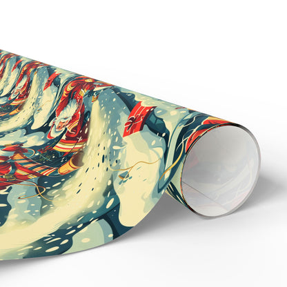 Fire Santa Climbing Wrapping Paper