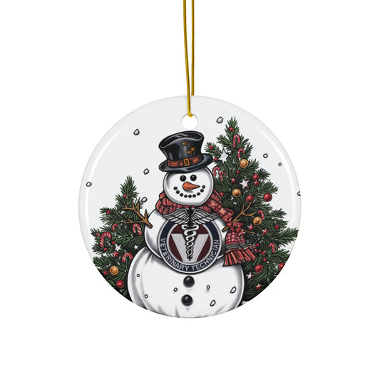 Vet Tech Snowman Ornament