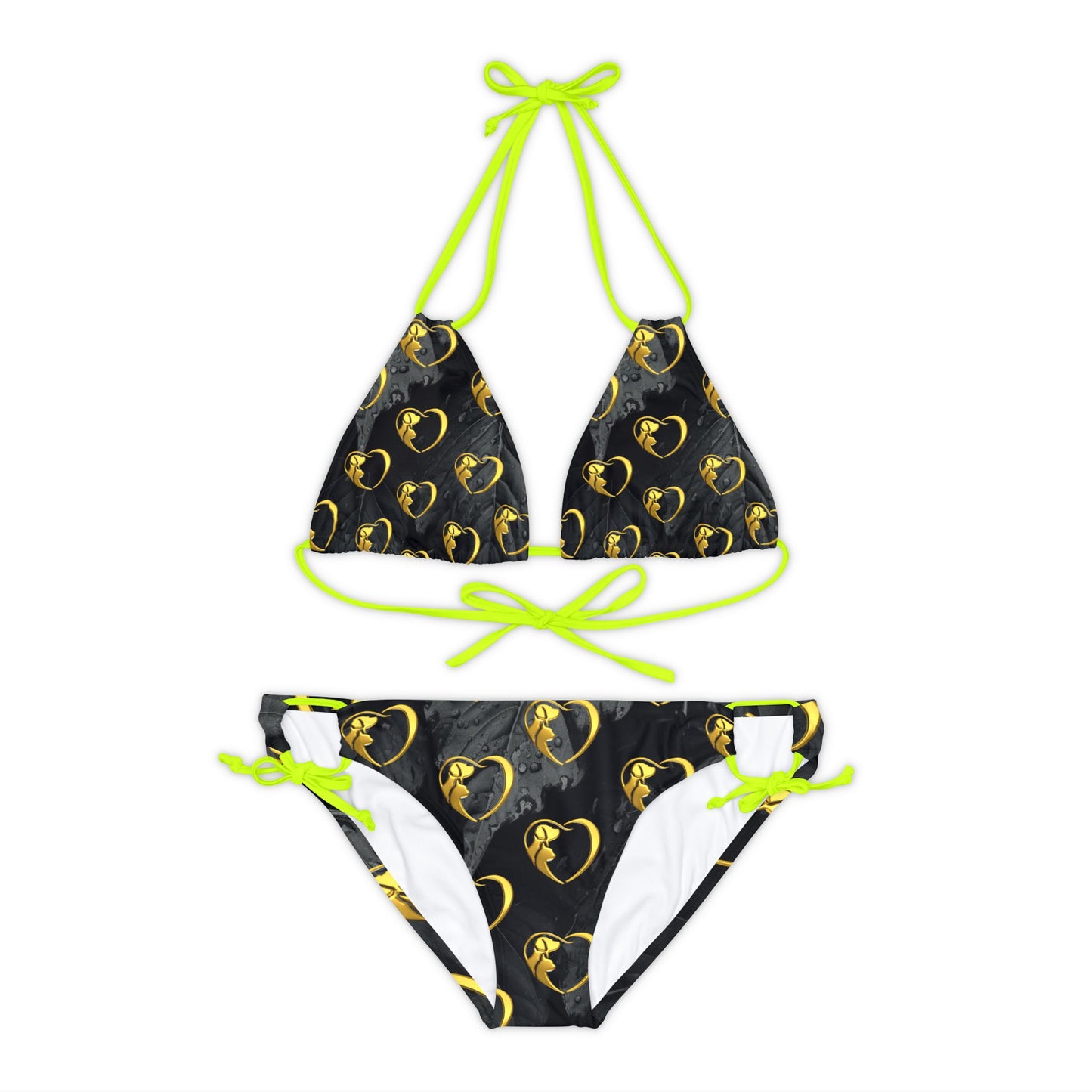 Strappy Bikini - Gold Hearts