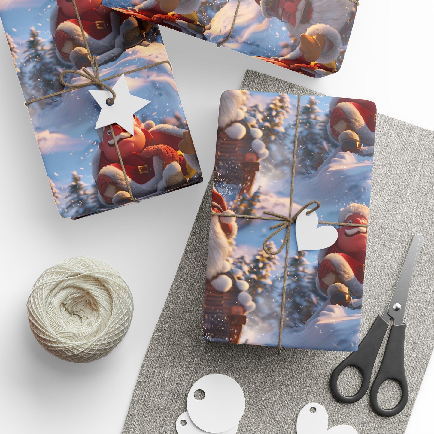 Santa Tobogganing Wrapping Paper