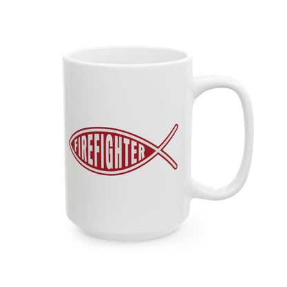 Firefighter Jesus Fish Mug