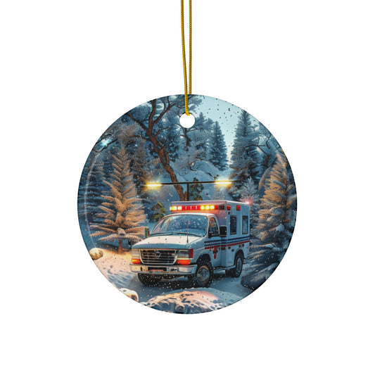 Ambulance in the Snow Ornament