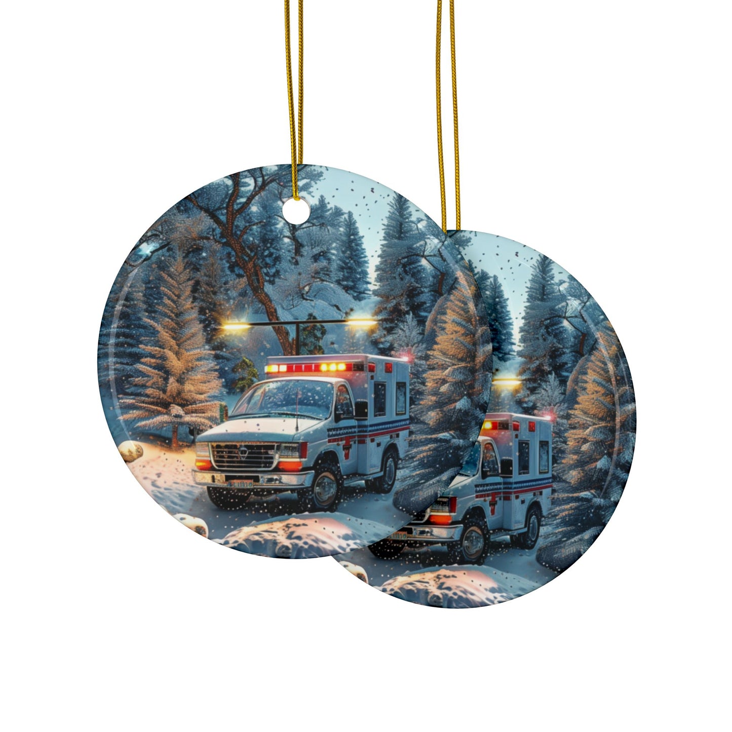 Ambulance in the Snow Ornament