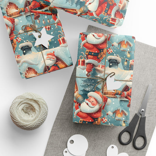 Firefighter Santa Wrapping Paper