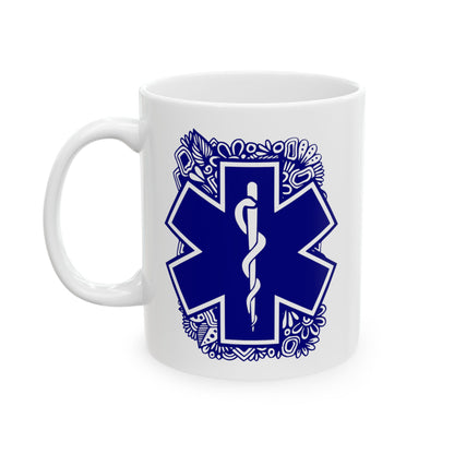 Star of Life on Flowers Mug