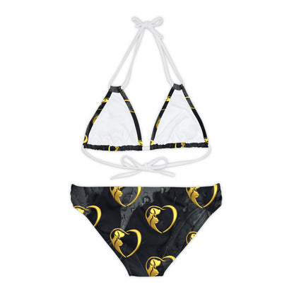 Strappy Bikini - Gold Hearts