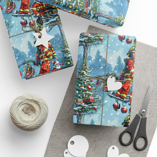 Firefighter & Santa Wrapping Paper