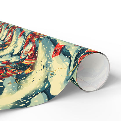 Fire Santa Climbing Wrapping Paper